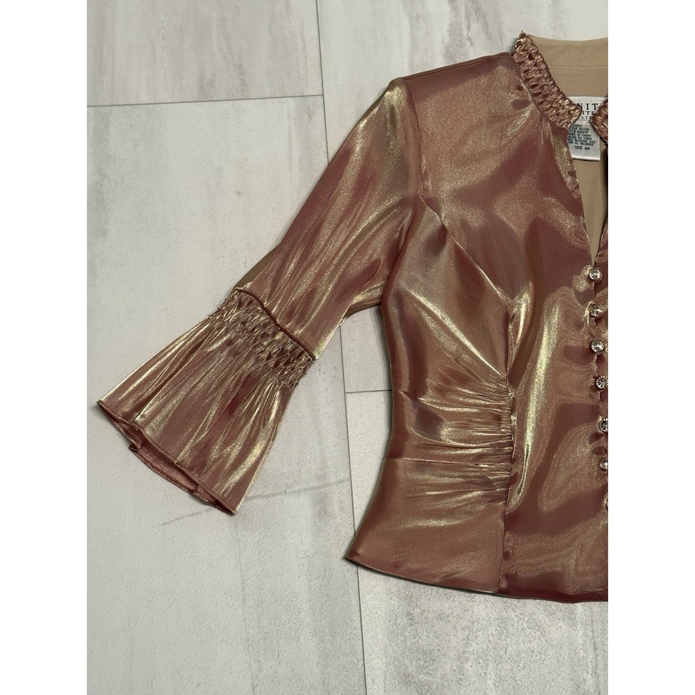 Vintage J.R. Nites Evening Top Sz 8 Gold Rhinestone Button Beaded Trim NWT Rare - Picture 6 of 14